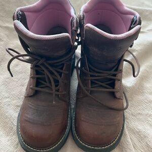 Women’s Justin Work Boots Brown Lace-Up Safety Toe Size 6.5
